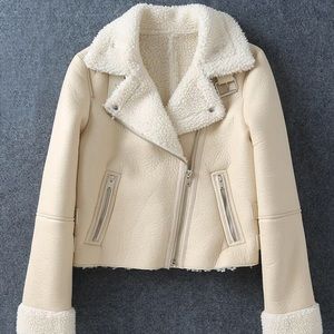 Leather Zip Sherpa Jacket